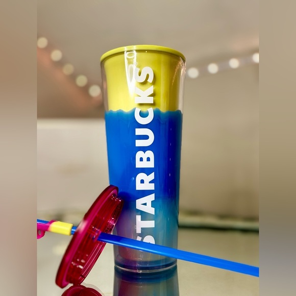Starbucks Spring 2023 Citrus Color Change Swirl Straw Topper Plastic Tumbler NWT - Picture 3 of 4